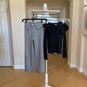 Set of Two Zara Kids Black and White Wide Legged Pants and Long Sleeved Top